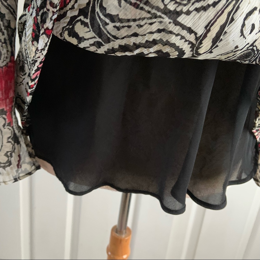 Bob Mackie Studio Plus Size 18 Sheer Layered Paisley Beaded V Neck Top Blouse - Picture 10 of 13